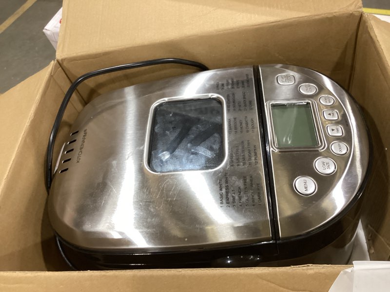 Condition photo showing As Is for kitchenarm 29-in-1 smart bread machine with gluten free setting 2lb 1.5lb 1lb bread maker machine with homemade cycle - stainless steel breadmaker with recipes whole wheat bread making machine
