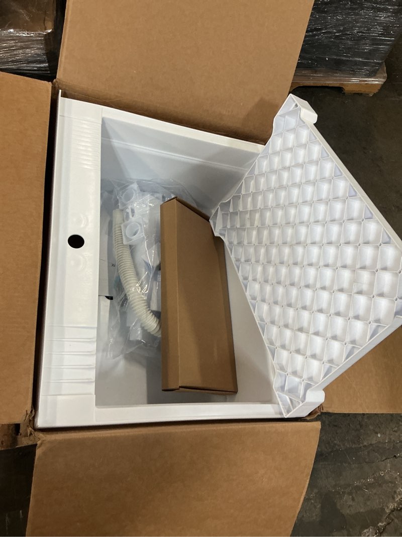 Condition photo showing Good Condition for 30 in. w x 24 in. d x 35 in. h freestanding laundry/utility sink in white with stainless steel pull-down faucet
