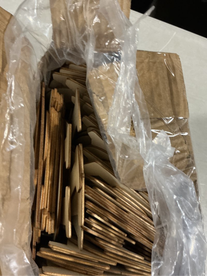 Condition photo showing As Is for 5 inch 104 pieces wooden unfinished letters wood surface alphabet letters for crafts wall decor