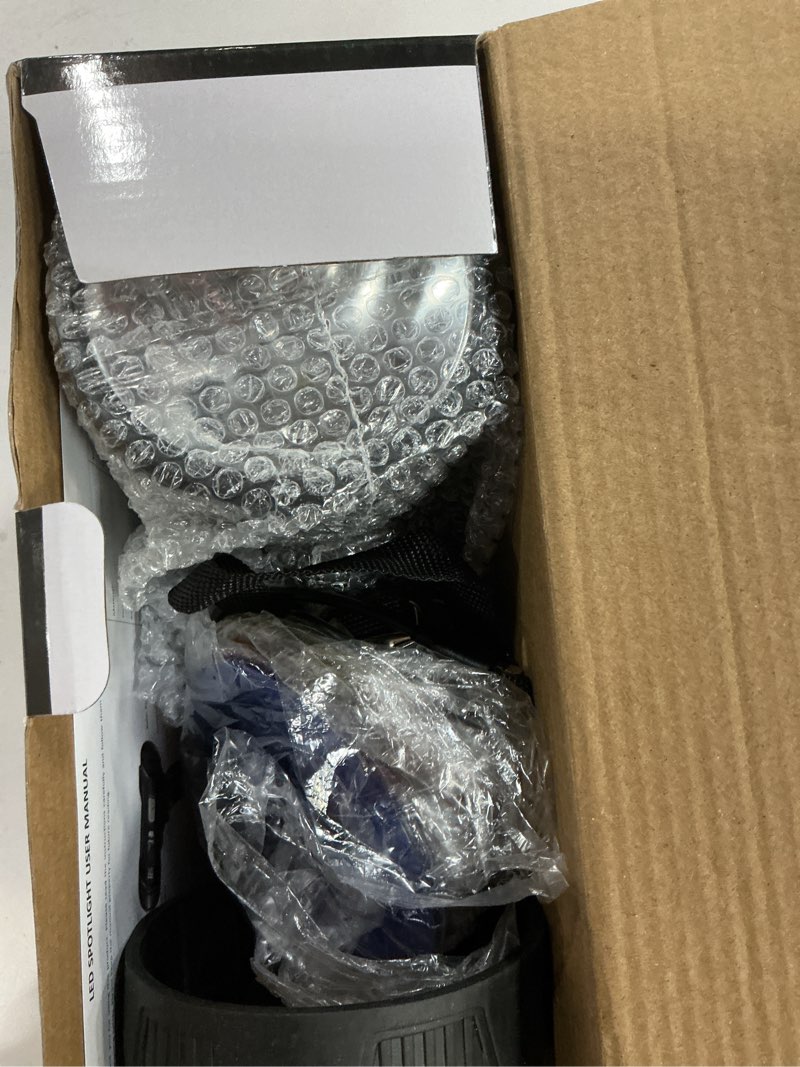 Condition photo showing New/Like New for kmivo rechargeable spotlight, 99,000 lumens super bright handheld led flashlight, outdoor spot light with cob light and solar panelsfor boating camping