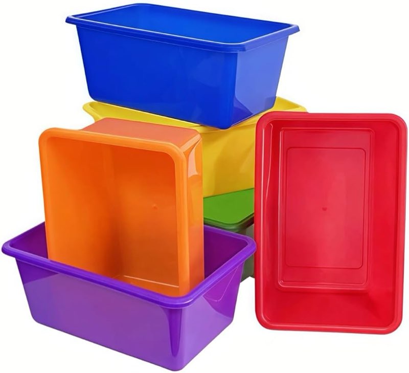 PSXTCU Stacking Storage Prize Box bin for Classroom bin for Organization?3 Color,12pack,9.45''x6.31'