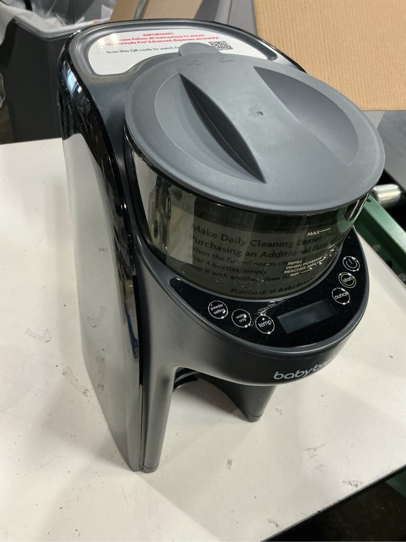Condition photo showing As Is for baby brezza formula pro advanced formula dispenser machine - automatically mix a warm formula bottle instantly - easily make bottle with automatic powder blending, charcoal