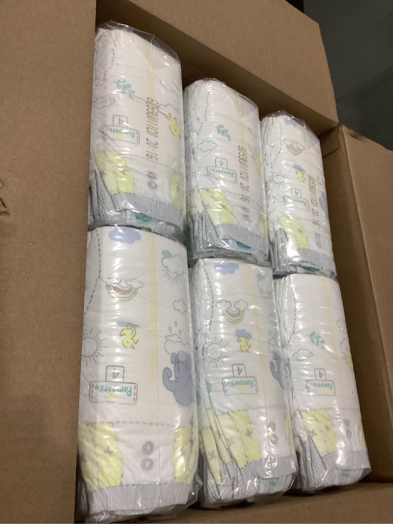 Condition photo showing New/Like New for pampers swaddlers diapers, size 4 (15-34 lbs), 150 count, absorbent, keeps baby dry and comfortable, skin safe disposable baby diaper (packaging may vary) size 4 150
