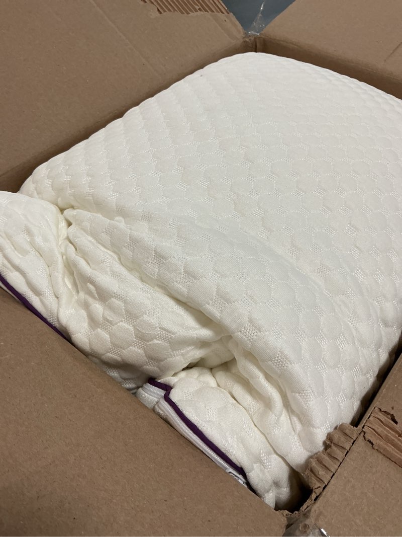 Condition photo showing As Is for HOMELAB Adjustable Shredded Memory Foam Body Pillow, 20x54 Long Pillow for Back, Shoulder, Hip and Knee Support, Side Sleeper Body Pillow for Adults with Washable Cover Body(Pack of 1) White