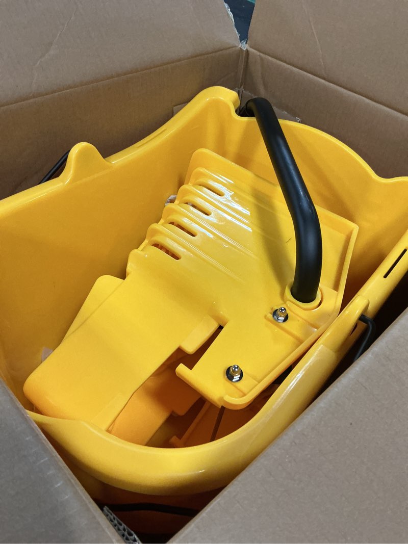 Condition photo showing Good Condition for amazon basics commercial side press wringer floor cleaning mop bucket on wheels, 35-quart, yellow