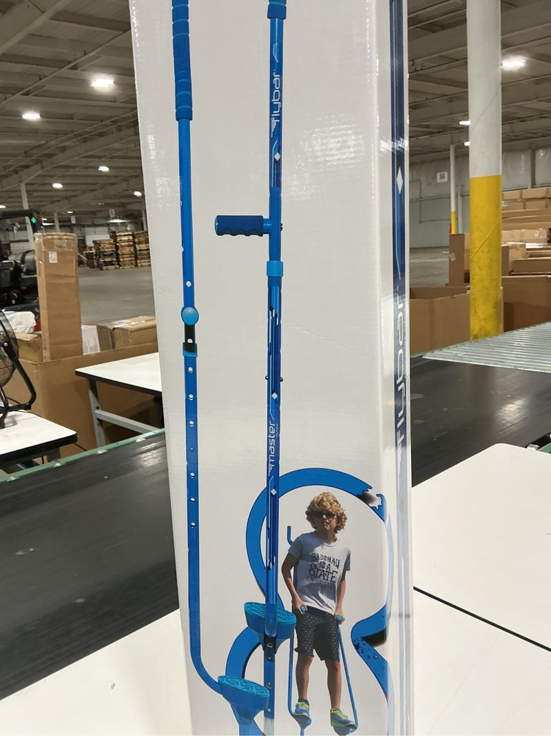 Condition photo showing New/Like New for flybar master walking stilts (large), adjustable height – for ages 10 & up, up to 200 lbs blue edge