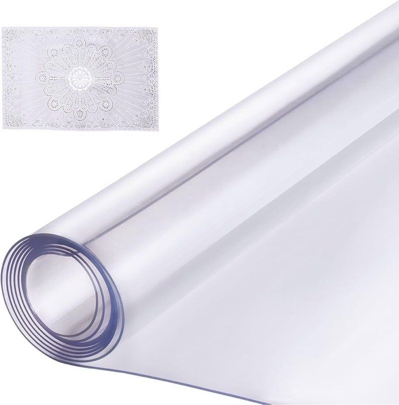 nap2well clear table cover protector rectangle 42 x 96 inch, 1.5mm transparent plastic table protect