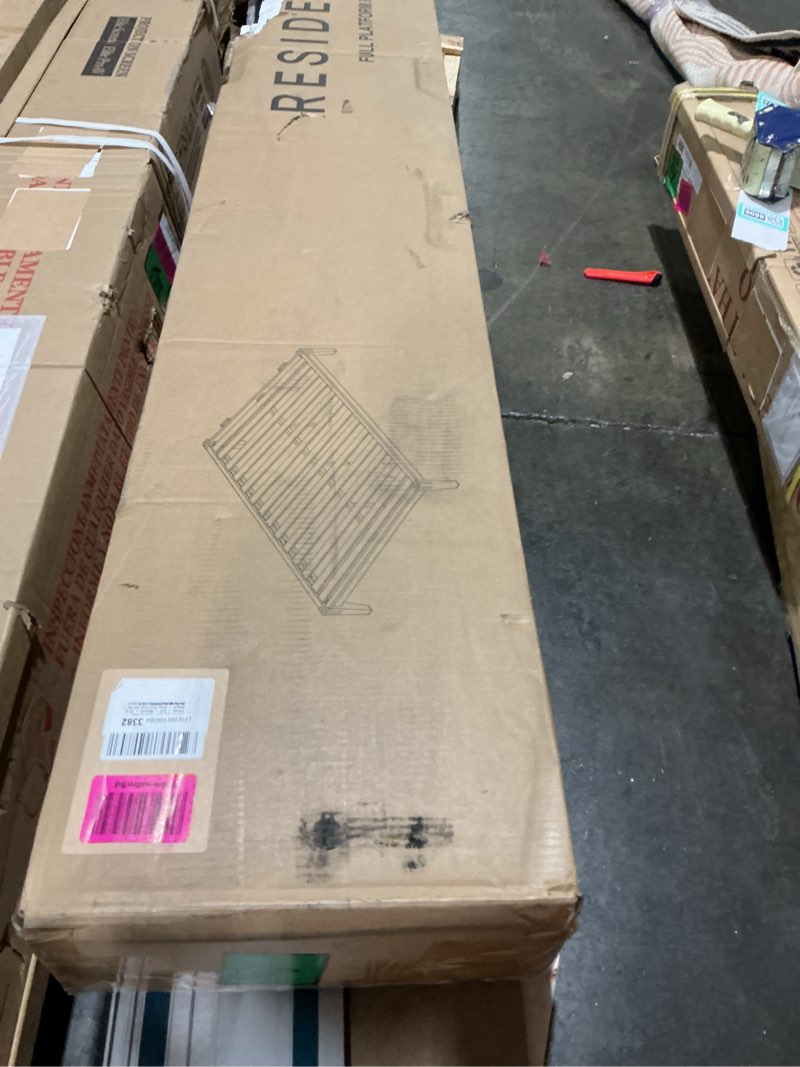 Condition photo showing As Is for Nectar Bamboo Platform Bed Frame - Full - Natural - Floating Center Support Legs - 12” Height - Easy Tool Free Set Up - Contemporary and Durable - Sturdy Wooden Support Slats - Holds Up to 800 Pounds Full Bamboo Frame Natural