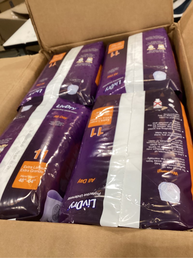 Condition photo showing New/Like New for livdry adult xl incontinence underwear, overnight comfort absorbency, leak protection, x-large, 44pack x-large (44count)