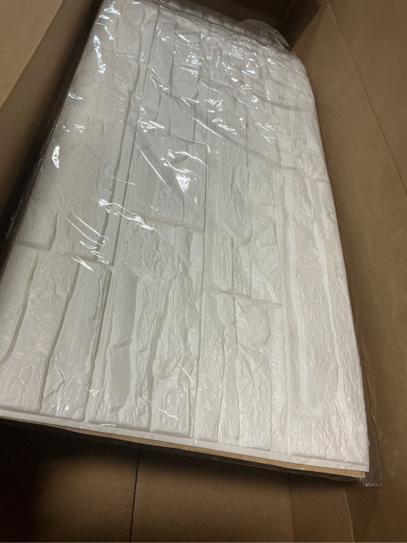 Condition photo showing Good Condition for 3d brick textured pattern wall panels wallpaper self-adhesive pe foam waterproof modern style for living room bedroom kitchen wall covering background decoration 12pcs=46.5sq.ft(12pcs, white) 12pcs white