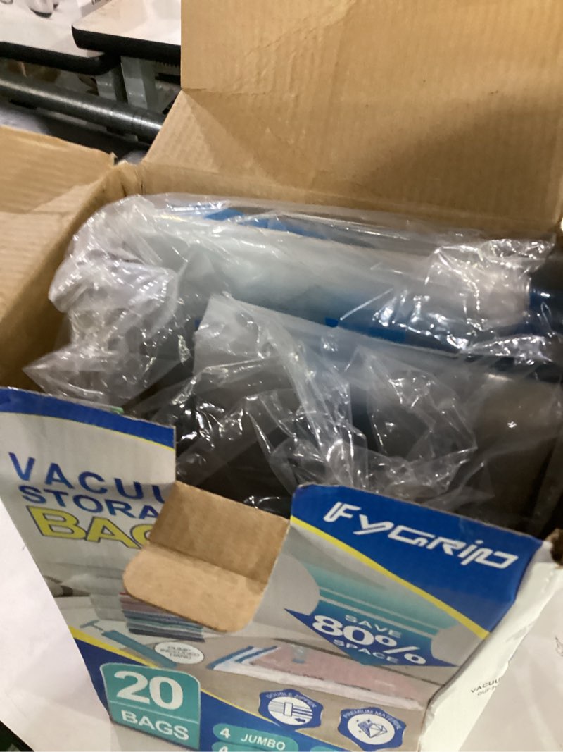 Condition photo showing Good Condition for fygrip vacuum storage bags with hand pump, plastic packaging bags, 80% space saver vacuum seal bags for clothing, travel lugggage, blankets, comforters, 20 combo