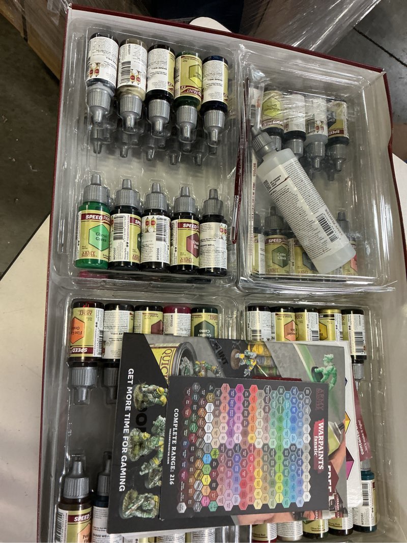 Condition photo showing Good Condition for (incomplete)the army painter speedpaint 2.0 complete paint set, 90 x 18ml speedpaints incl. 10 metallics, 1 medium & 1 free brush for miniature and model painting