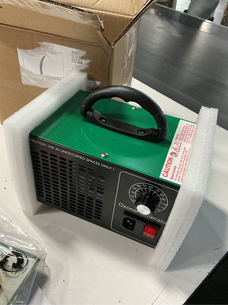 Condition photo showing Good Condition for ozone generator 45,000mg/h, home/industrial o3 car deodorizer. ozone machine air ionizer ozone odor eliminator for strong odor. odor eliminator for home, car, pet. room deodorizer for 2500 sq ft.