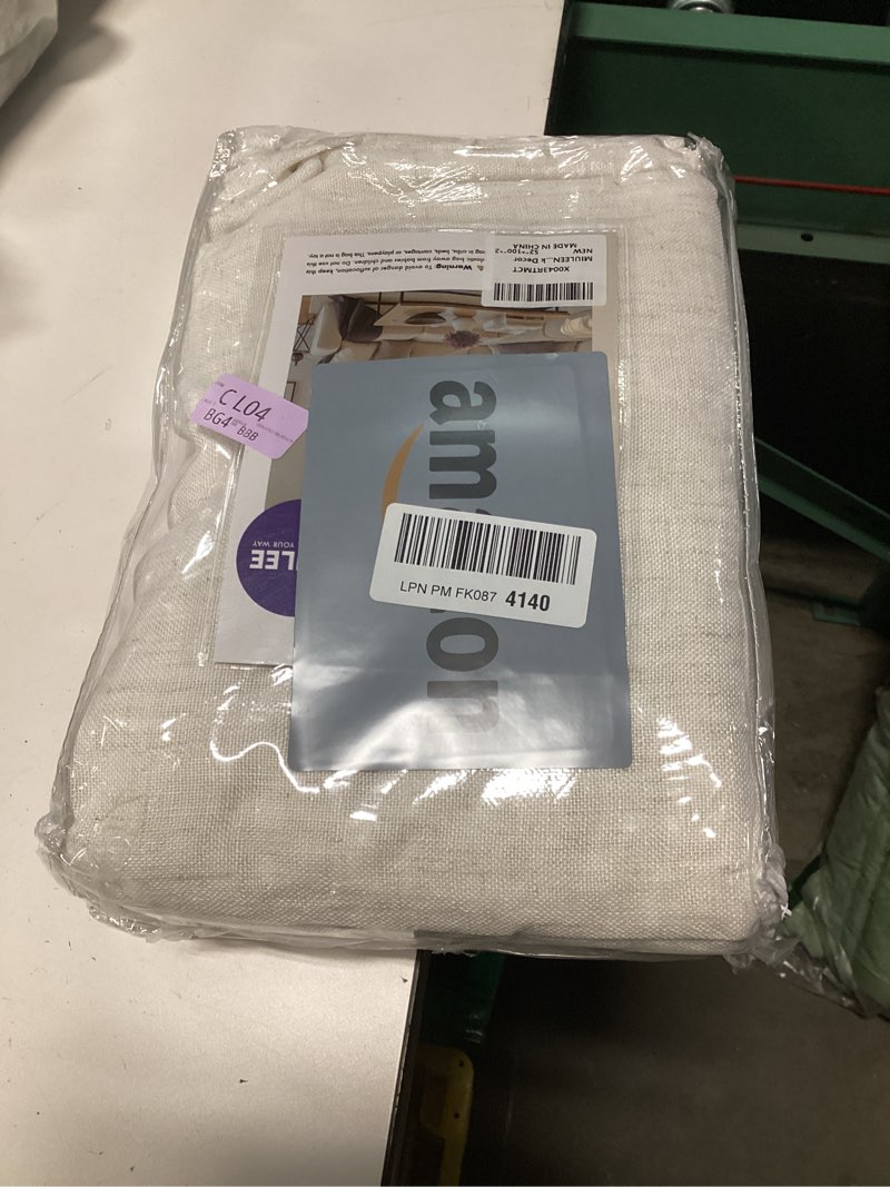 Condition photo showing New/Like New for MIULEE Natural White Linen Curtains 100 Inch Length 2 Panels for Bedroom Living Room, Soft Thick Linen Textured Window Drapes Semi Sheer Light Filtering Back Tab Rod Pocket Burlap Look Decor 52"W x 100"L (Pack of 2) Natural Linen White
