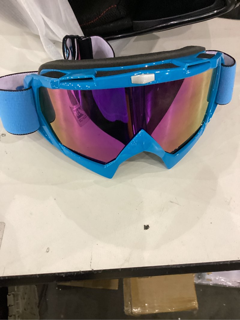 Condition photo showing New/Like New for DOT Adult Dirt Bike Helmet with Goggles Gloves & Mask Adjustable Sun Visor Motorcycle Adult ATV Helmet Off-Road Motocross Downhill Moped MX BMX for Unisex Adult-188-Blue Cowboy, XL X-Large Blue Cowboy