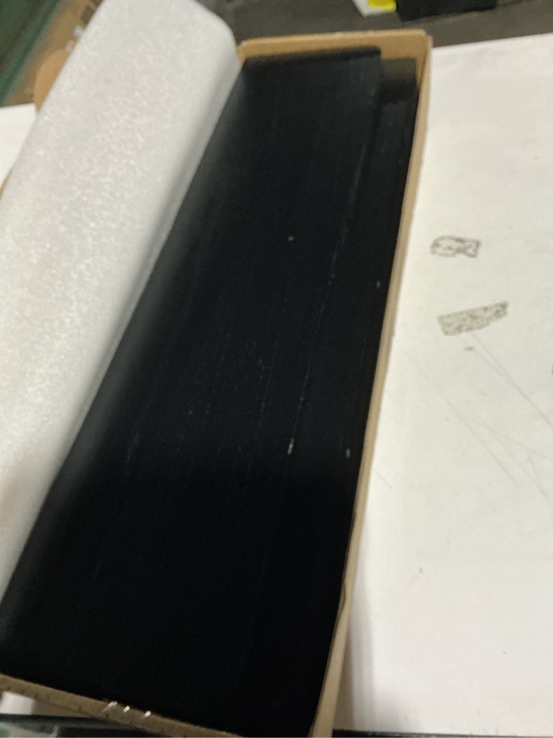 Condition photo showing As Is for Forbena 24 Inch Wall Shelves for Bedroom 3-Pack, Black Floating Shelves with Rail, Vintage Large Floating Book Shelves for Bathroom Kitchen Living Room Office Decor Kids Room Legos Display (Black)