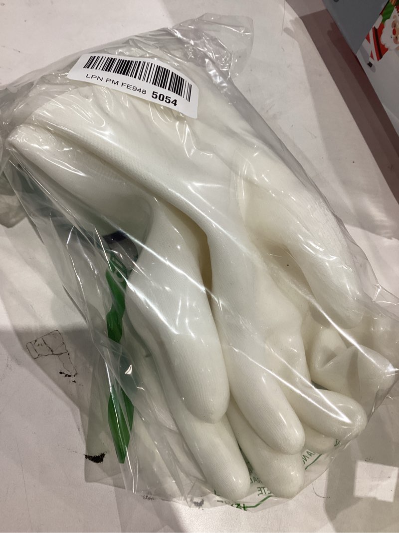 Condition photo showing As Is for LANON 15" Liquid Silicone Heat Resistant Oven Gloves, Food Grade, CoralAir Liner, Waterproof, Extra Long, Large White 15" L/9