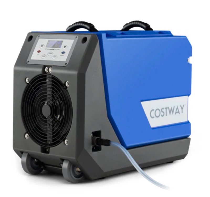 180 PPD Commercial Dehumidifier with Pump Drain Hose and Wheels-Blue