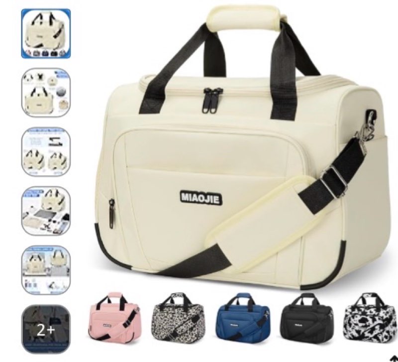 underseat carry on luggage lightweight travel tote weekender bag overnight duffle bag for travel, travel essentials personal item travel bag for women and men, beige-16inch
