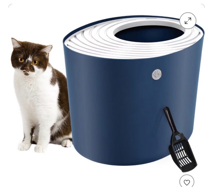 IRIS USA Top Entry Cat Litter Box Litter Particle Catching Cover and Privacy Walls with Scoop, Cat Pan