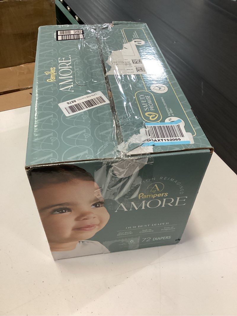 Condition photo showing New/Like New for pampers amore, size 6 (23-44 lbs), 72 count, our best diaper – hypoallergenic & fragrance free, up to 100% leakproof, soft as cashmere size 6 72
