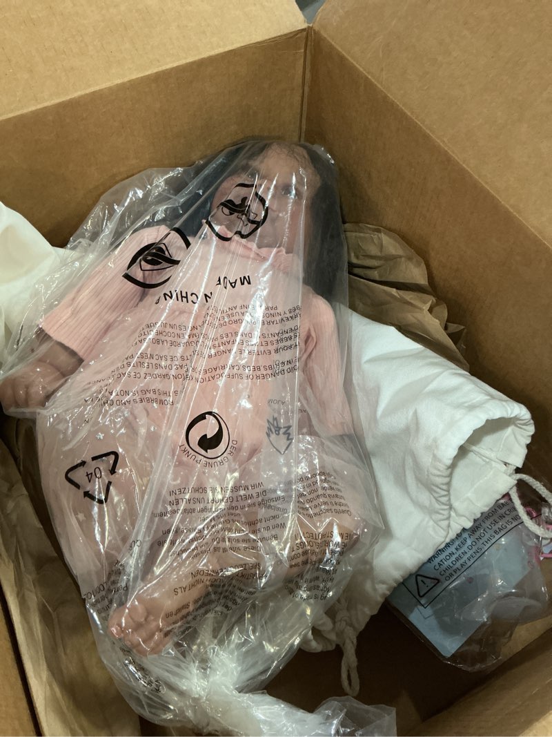 Condition photo showing Good Condition for Angelbaby Reborn Real Life Baby Dolls 24inch Soft Silicone Realistic Weighted Dark Brown Skin Newborn Reborn Toddler Girl Doll Detailed Toys for Children Gifts