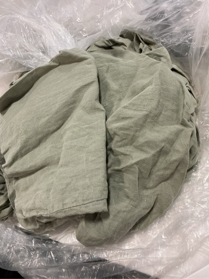 Condition photo showing Good Condition for european linen fitted sheet set, queen, willowleaf
