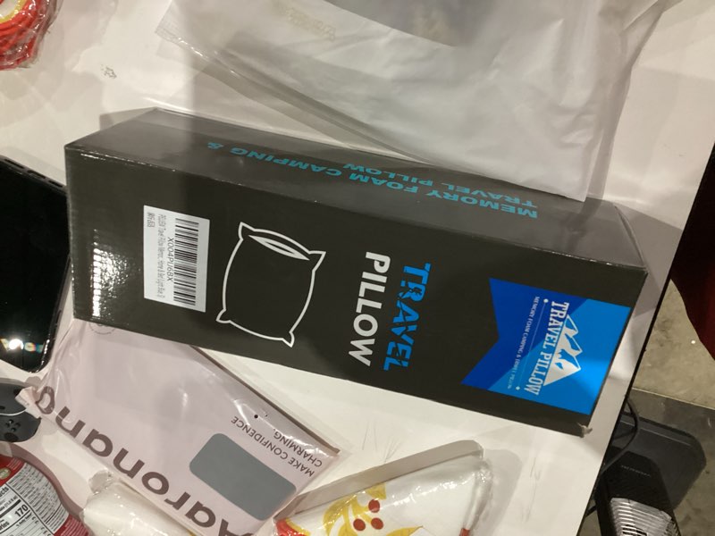 Condition photo showing New/Like New for Neck Pillow for Sleeping, Travel Pillow, Camping Pillow, Ergonomic Memory Foam Compressible Medium Firm, Ideal for Home, Bedroom, Office and Camping (Light Blue, S) Light Blue S-15.7x10x4/3 In