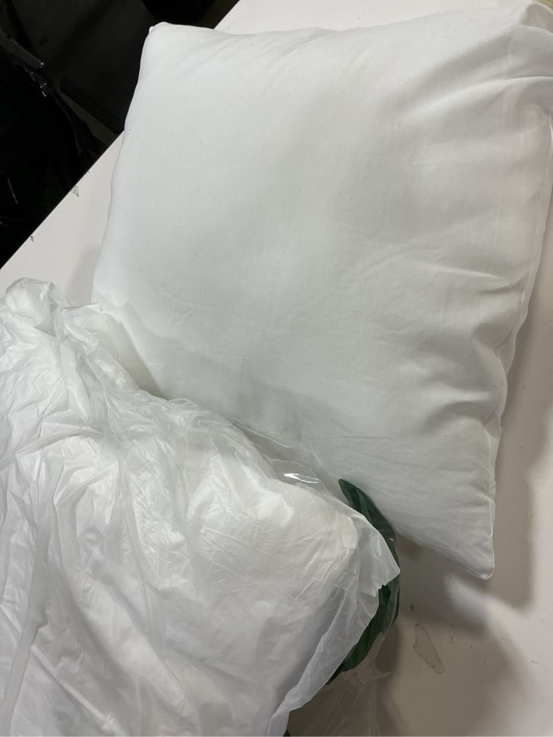 Condition photo showing item condition for Oubonun 18 x 18 Throw Pillow Inserts - Soft, Plush & Decorative Down Alternative Pillows for Couch Sofa Bed, Machine Washable - White, Pack of 2 2 18x18 Inch (Pack of 2)