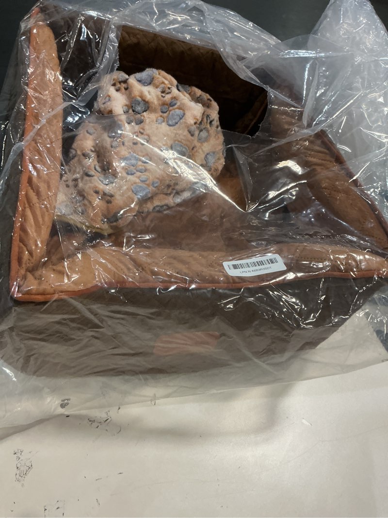 Condition photo showing New/Like New for Memory Foam Booster Dog Car Seat with Washable Removable Cover, Elevated Pet Car Seat, Anti-Slip Sturdy Booster Seats for Small Dogs 35lbs, Seat Belt, Storage Pocket, Dog Blankets brown