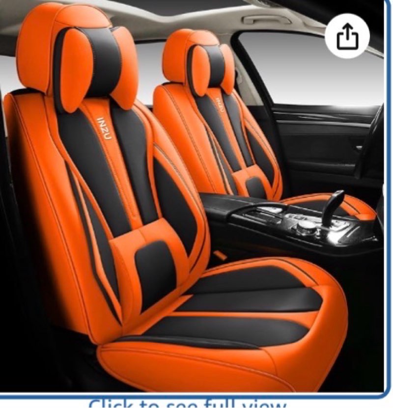 comfortable leather auto car seat covers front & rear seat protector fit sedan suv 5 seats full set universal fit (black and orange )