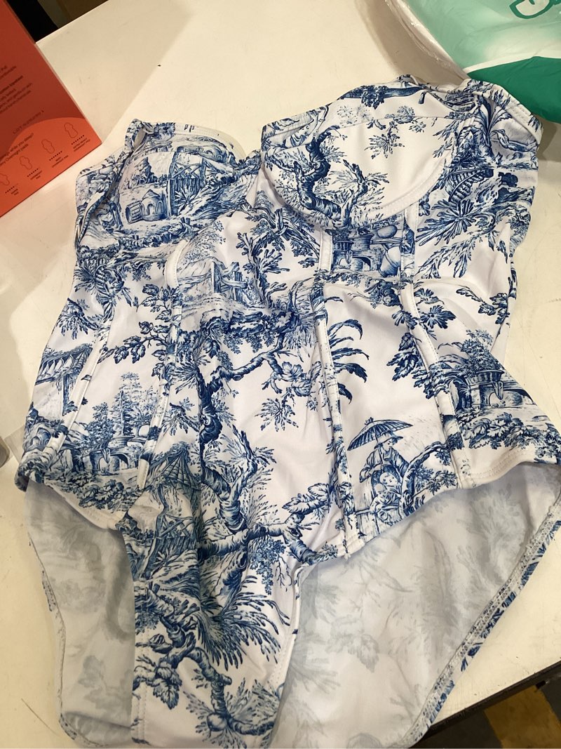 Condition photo showing Good Condition for womens one piece swimsuit with cover up sarong wrap floral bathing suits 1 piece swim suit with beach cover up set x-large a 01 blue floral