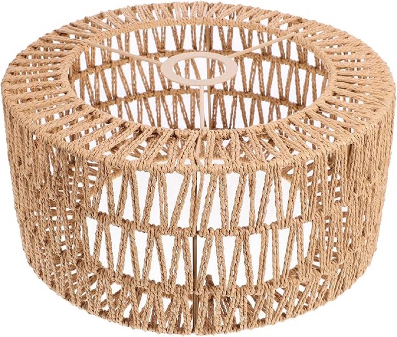 rattan lamp shade:boho weave lamp shades farmhouse woven lampshade for floor lamps, pendant light,chandelier