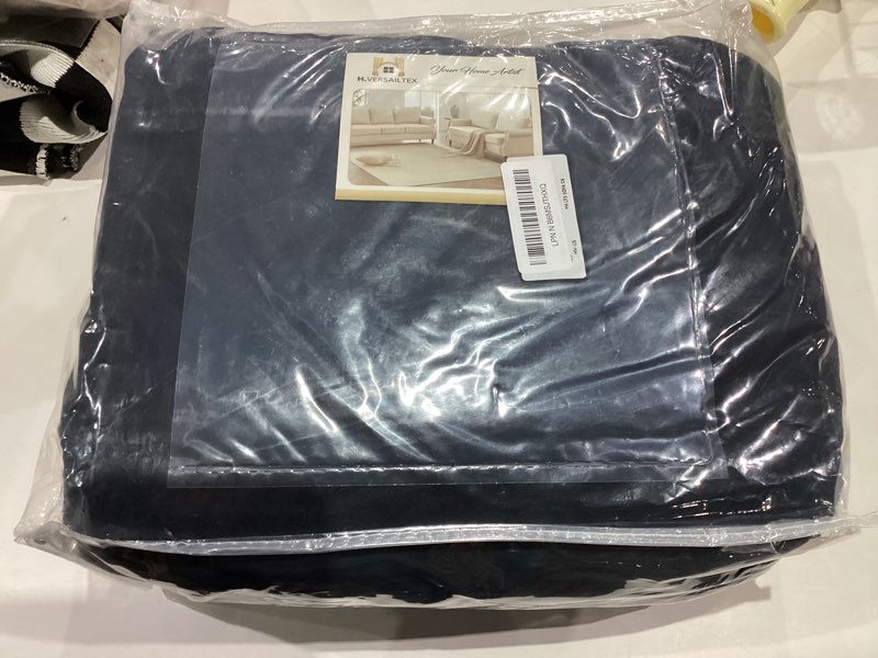 Condition photo showing Good Condition for H.VERSAILTEX 1 Peice Stretch Velvet Sofa Covers for 3 Cushion Couch Covers Sofa Slipcovers Furniture Protector Soft, Crafted from Thick Comfy Rich Velour (Sofa 72"-90", Black) Jet Black Sofa