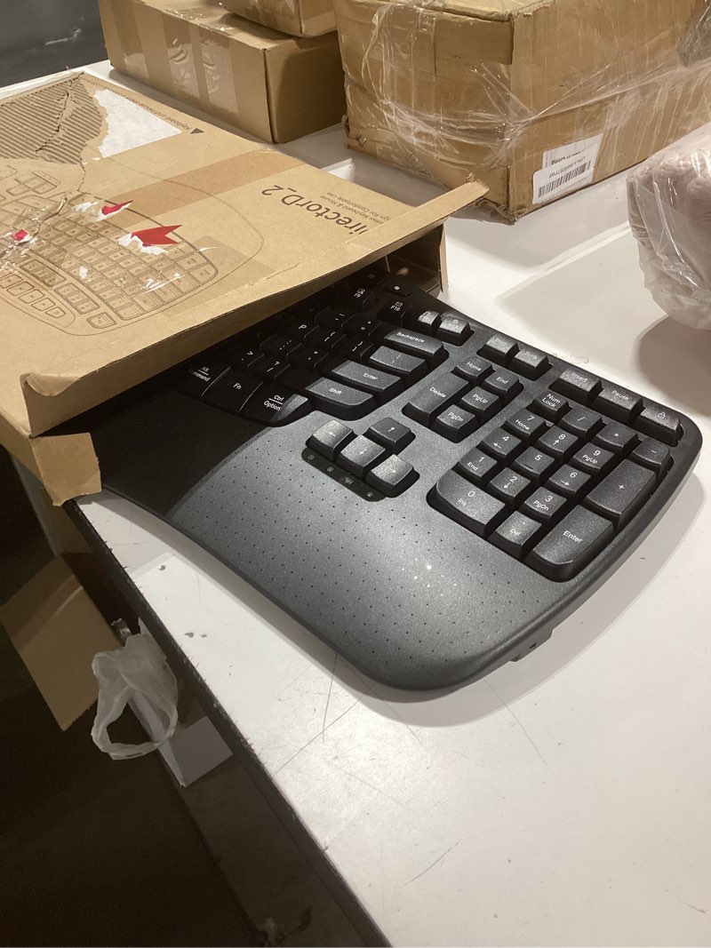 Condition photo showing Good Condition for meetion ergonomic keyboard and mouse wireless combo, wave keys natural typing, 2.4g usb receiver wireless keyboard with wrist rest, 4 adjustable dpi optical mouse, computer/laptop/windows/mac, black