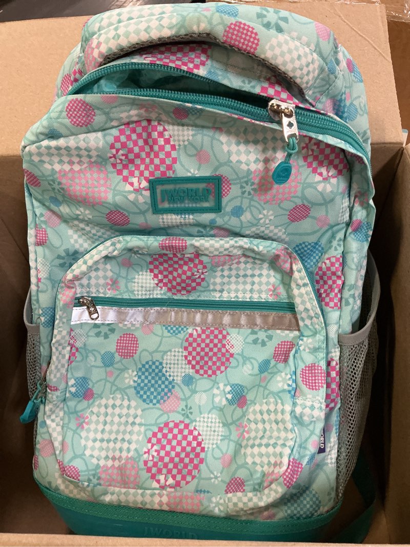 Condition photo showing Good Condition for j world sunrise kids rolling backpack with wheels for girls boys, roller bookbag for school, 18 x 13 x 9 inches, dandelion
