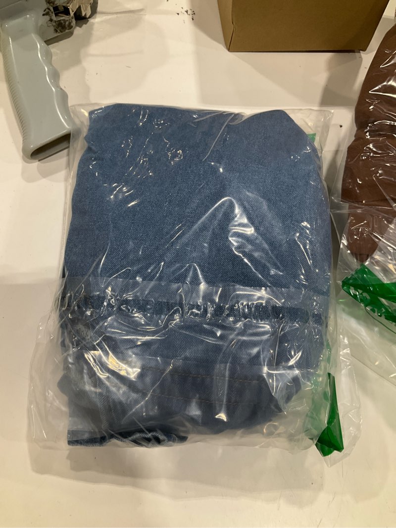 Condition photo showing New/Like New for shenhe women's deep v neck tie bow sleeveless denim mini dress summer casual jean tank dresses x-small blue