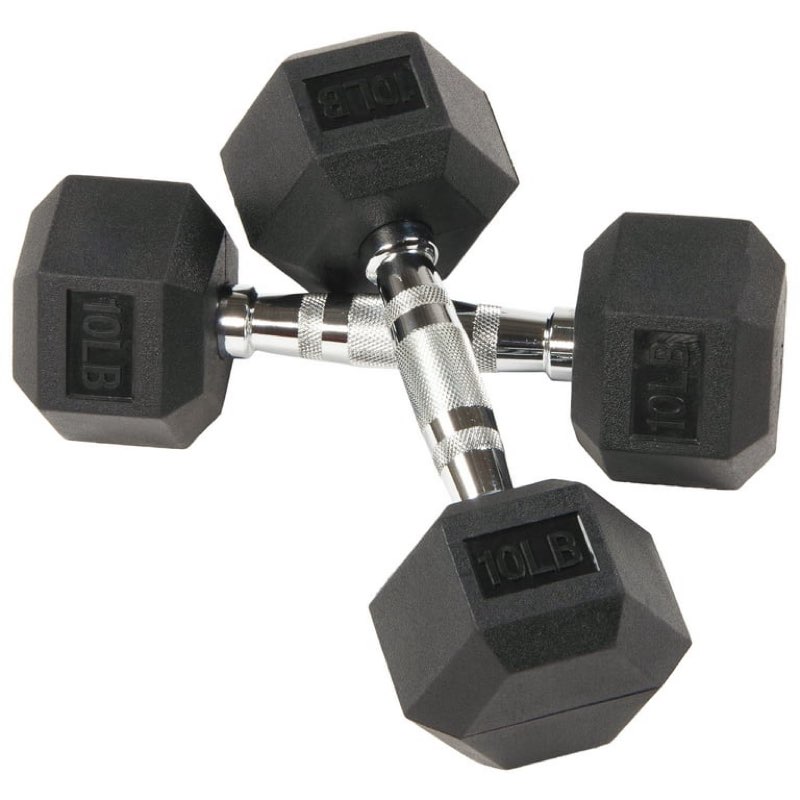 balancefrom rubber encased hex dumbbells, 10 lbs pair, black