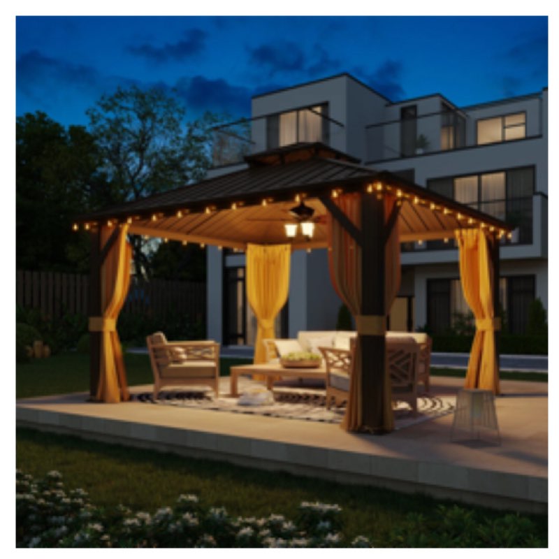 12 Ft. W x 12 Ft. D Aluminum Patio Gazebo (Incomplete, Box 2/3 )
