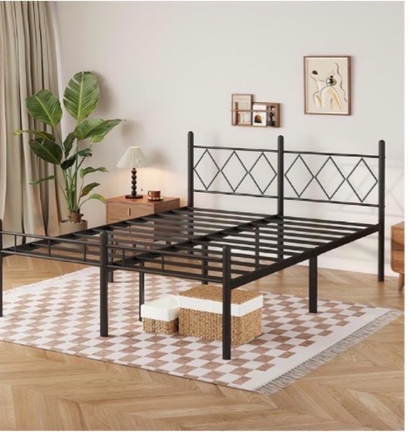 umiareboth 14inch Queen Size Bed Frame No Box Spring Needed,Heavy Duty Metal Platform with headboard