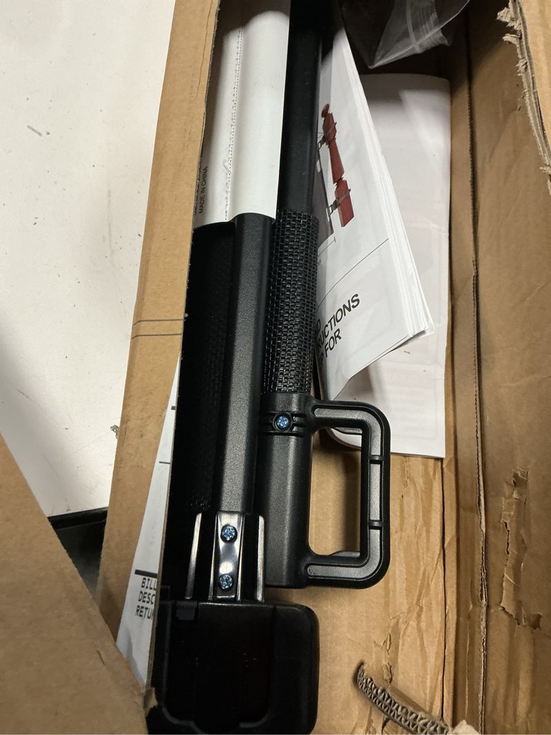 Condition photo showing Good Condition for upgraded retractable baby gates for stairs & banister, mesh dog gate indoor, extends to 55" wide 33" tall, child safety gate for stairway, banister & wall mount (black) black 33" tall x 55" wide