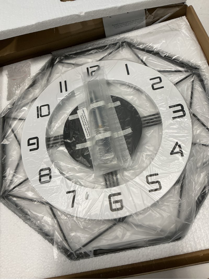 Condition photo showing Good Condition for large wall clocks for living room decor modern silent wall clock for home house kitchen bedroom decorative big wall clock non ticking battery operated quartz for bathroom outdoor indoor 17 in 17 x 17 inch