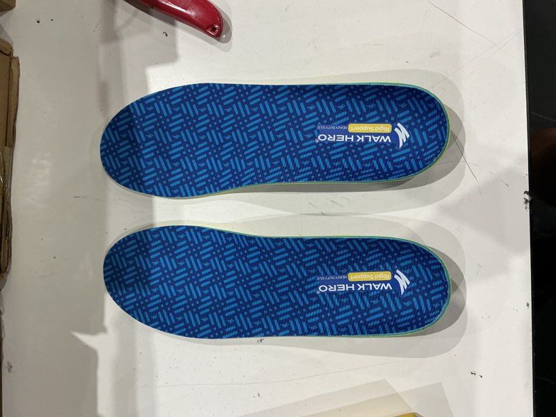 Condition photo showing As Is for walkhero 220+lbs arch support inserts, heavy duty plantar fasciitis insoles for men women, orthotic inserts with heel cushion, pain relief for standing all day mens 12-12.5 | womens 14-14.5 ice blue mens 12 - 12.5 | womens 14 - 14.5