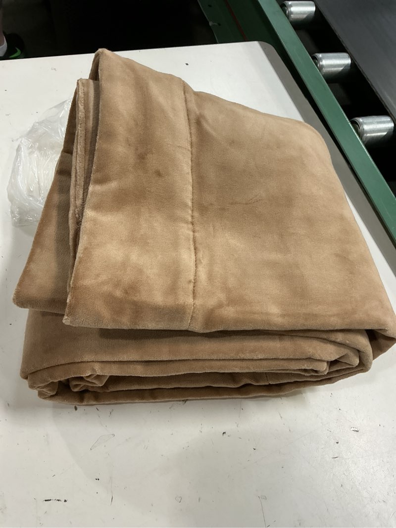 Condition photo showing Good Condition for quince cotton velvet room darkening curtain - single panel 48”x84” camel