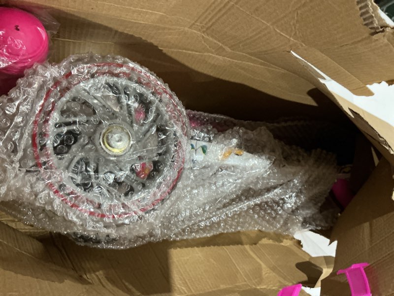 Condition photo showing Good Condition for 3-wheel kick scooter for kids ages 3-8 lean-to-steer toddler scooter with extra wide light up wheels, 4 adjustable heights, foldable scooters for boys & girls, max weight 110lbs pink graffiti