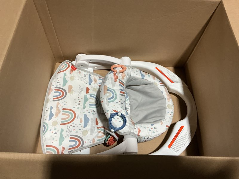 Condition photo showing Good Condition for fisher-price portable baby chair sit-me-up floor seat with developmental toys & machine washable seat pad, rainbow showers
