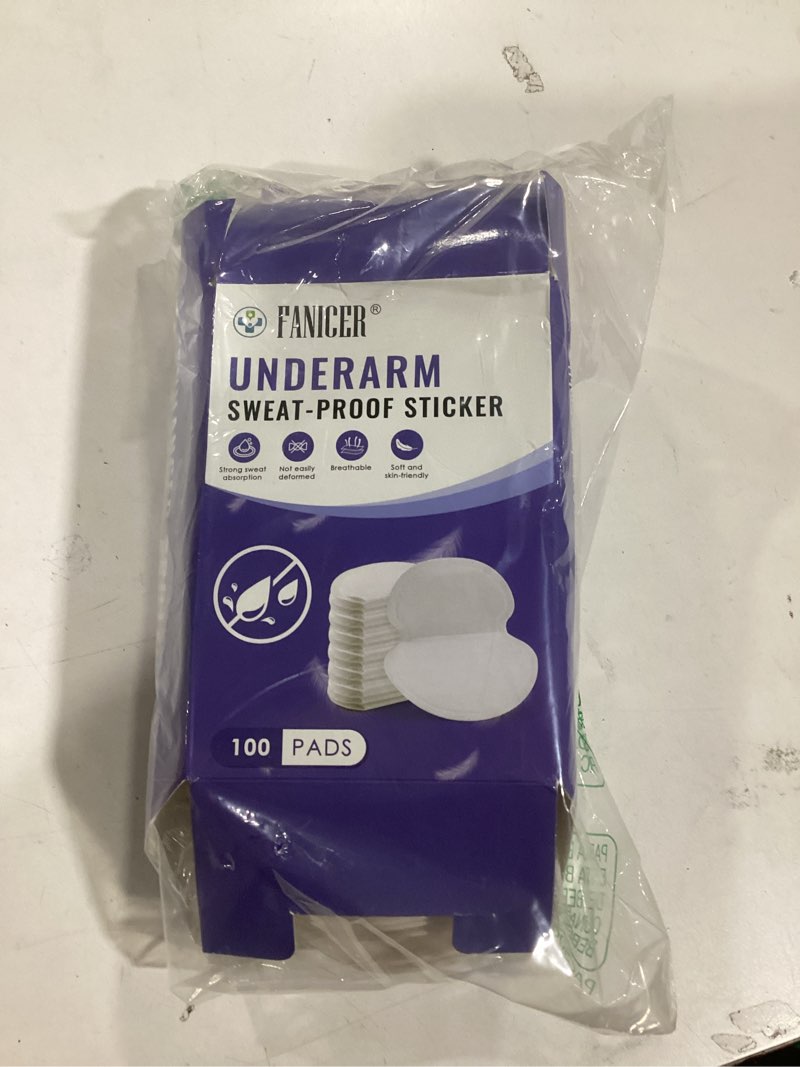 Condition photo showing Good Condition for 100pcs Underarm Sweat Pads, Sweat Pads for Under Arms, Armpit Anti Sweat Wipes, Non Visible, Comfortable Unflavored, Disposable Underarm Dress Guards for Men and Women, Non Sweat Armpit Protection
