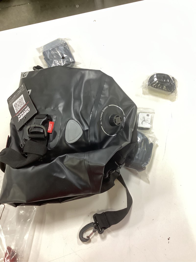 Condition photo showing New/Like New for osah drypak waterproof duffel bag - motorcycle dry bag tail bag with large storage space, waterproof luggage duffle bags with outer mesh zipper pocket for camping, kayaking, fishing & traveling black 25l