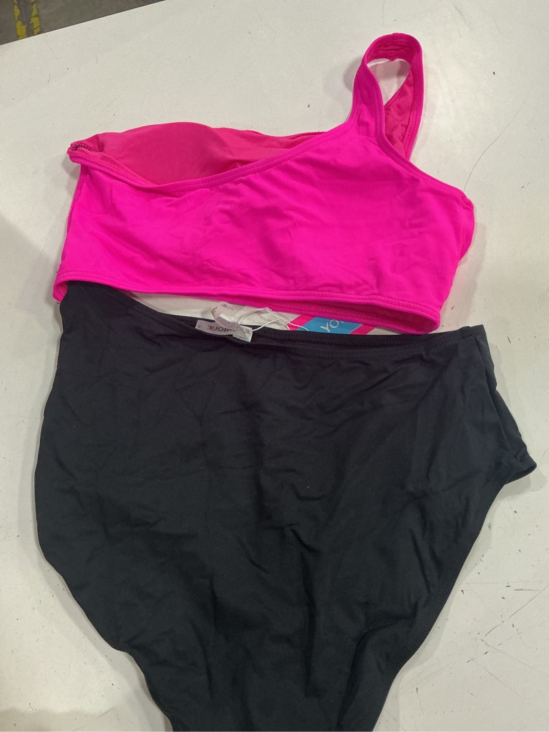 Condition photo showing Good Condition for women's one piece swimsuit- one shoulder cutout tummy control bathing suit | wide strap, removable pads, full coverage, full lined, colorblack, sexy, chafe-free skin via clasp-free back medium hot pink
