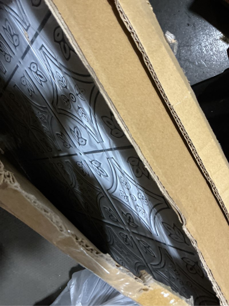 Condition photo showing Good Condition for tin wall tiles 24x24 nail-up, stair risers, metal ceiling tiles, 5 pack (antique white) antique white 24x24" 5pcs